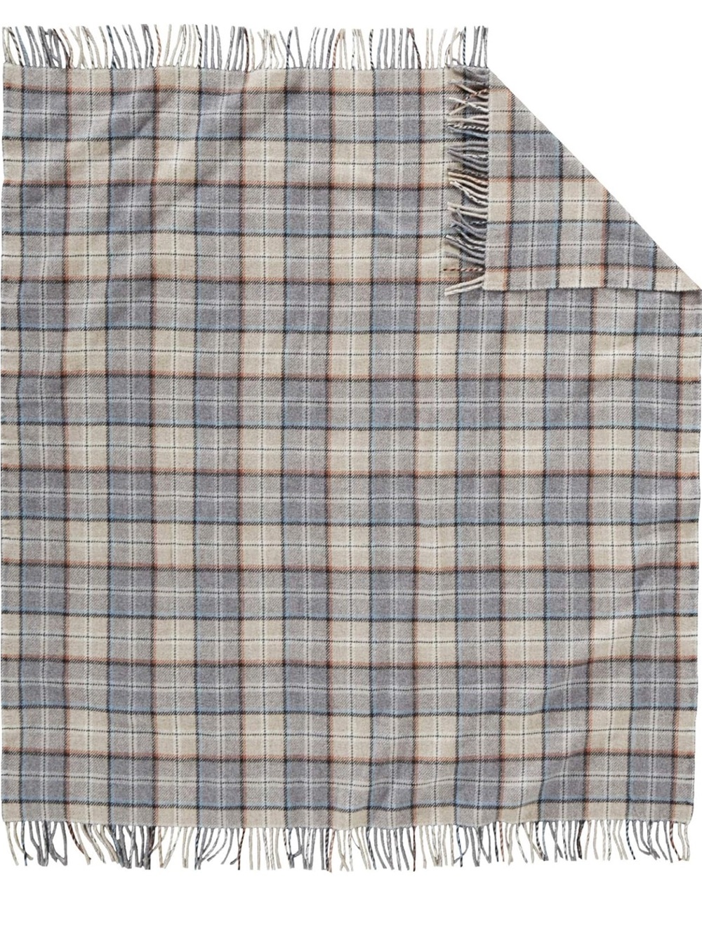 PENDLETON Plaid Tartan Pearl Grey Easy Care Blanket/Throw 54 x 60